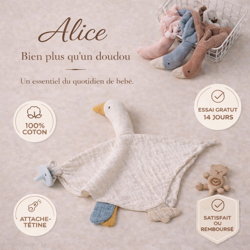 Goose Plush Toy - Alice - 100% Cotton
